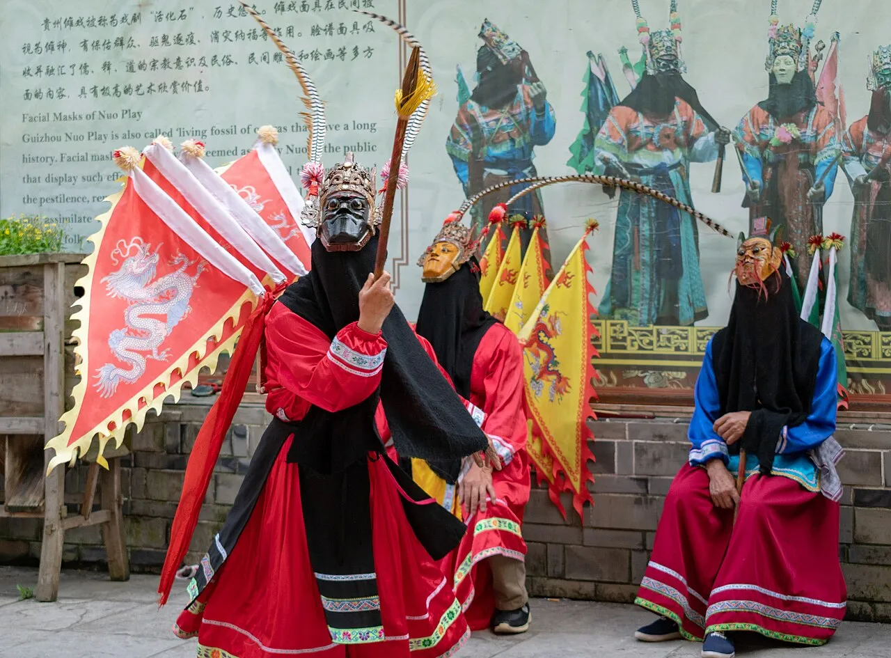 A ground-opera performance at Qingyan Ancient Town near Guiyang.