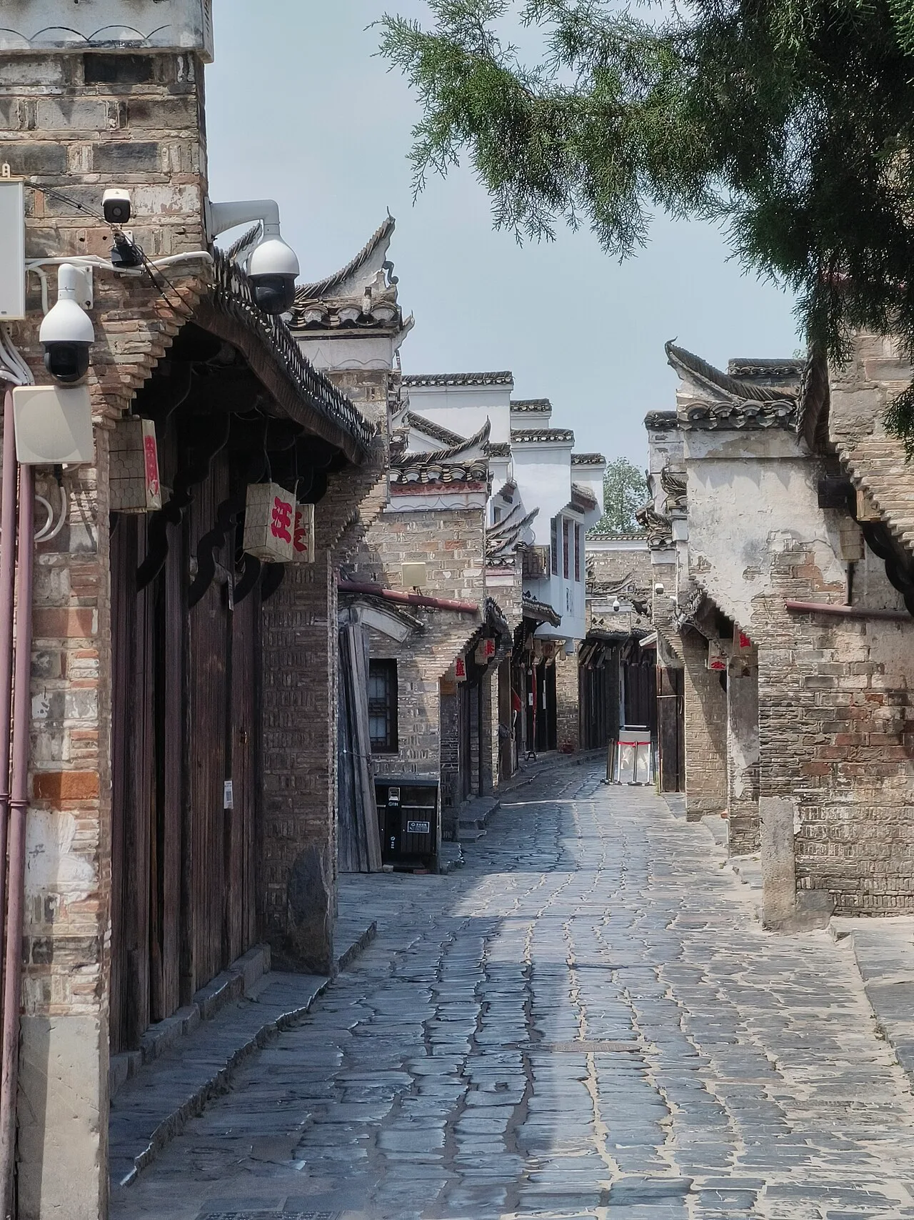 Historic buildings and a walking lane in Sanhe Ancient Town near Hefei.