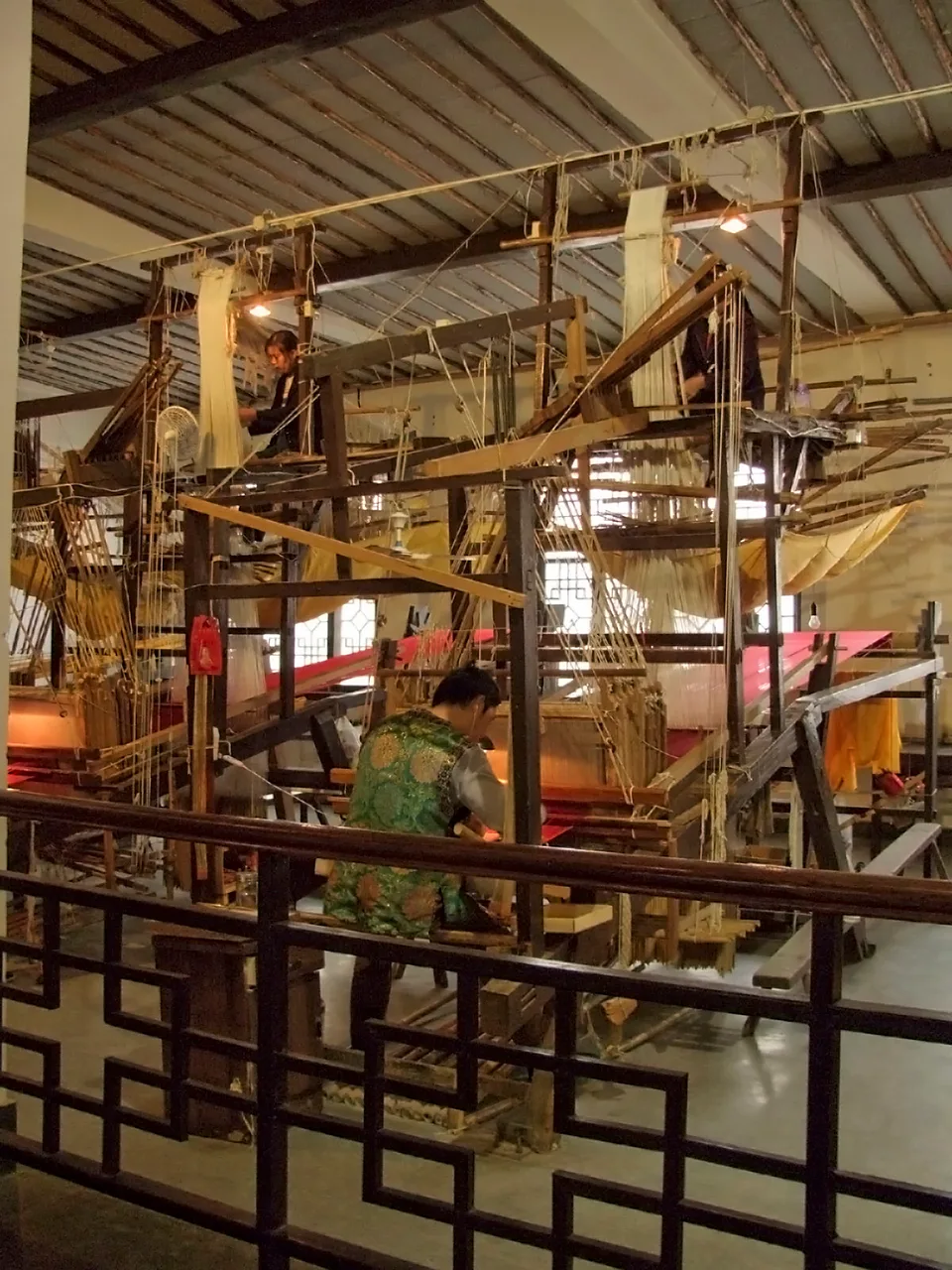 A large wooden brocade loom inside Nanjing Yunjin Museum.