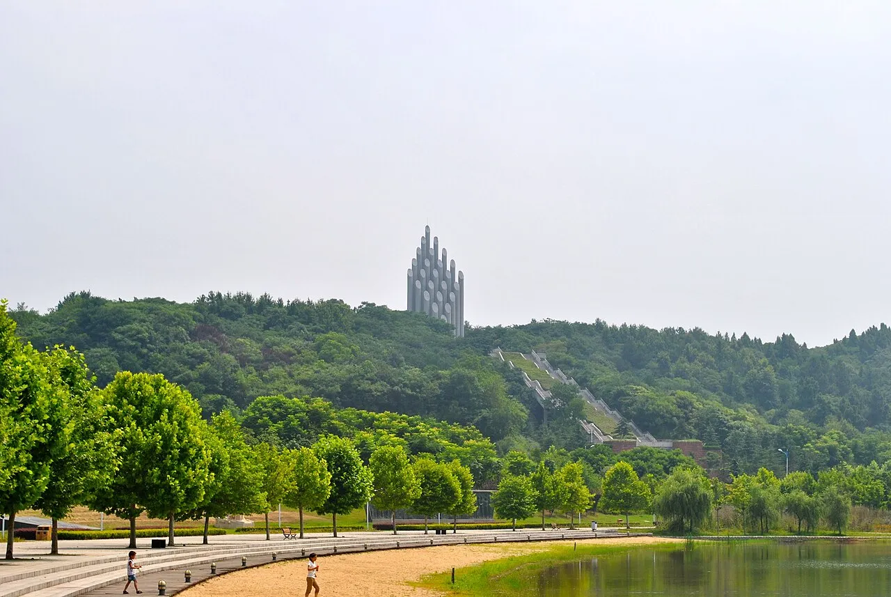 The memorial monument in the Zhongshan Warship tourism area, Wuhan.