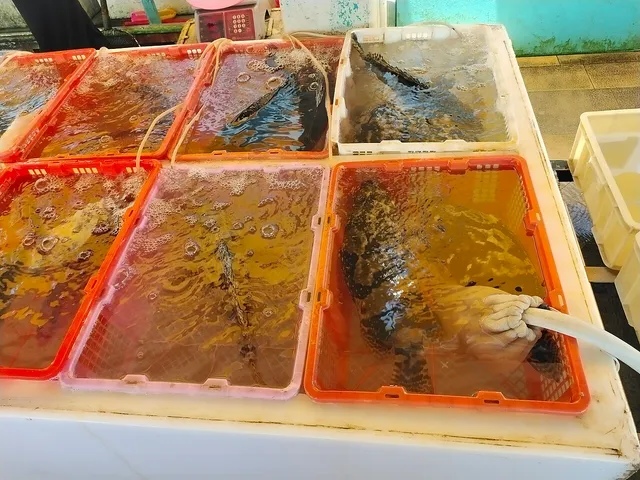 Seafood on sale at Guishan Island’s market in Zhuhai.